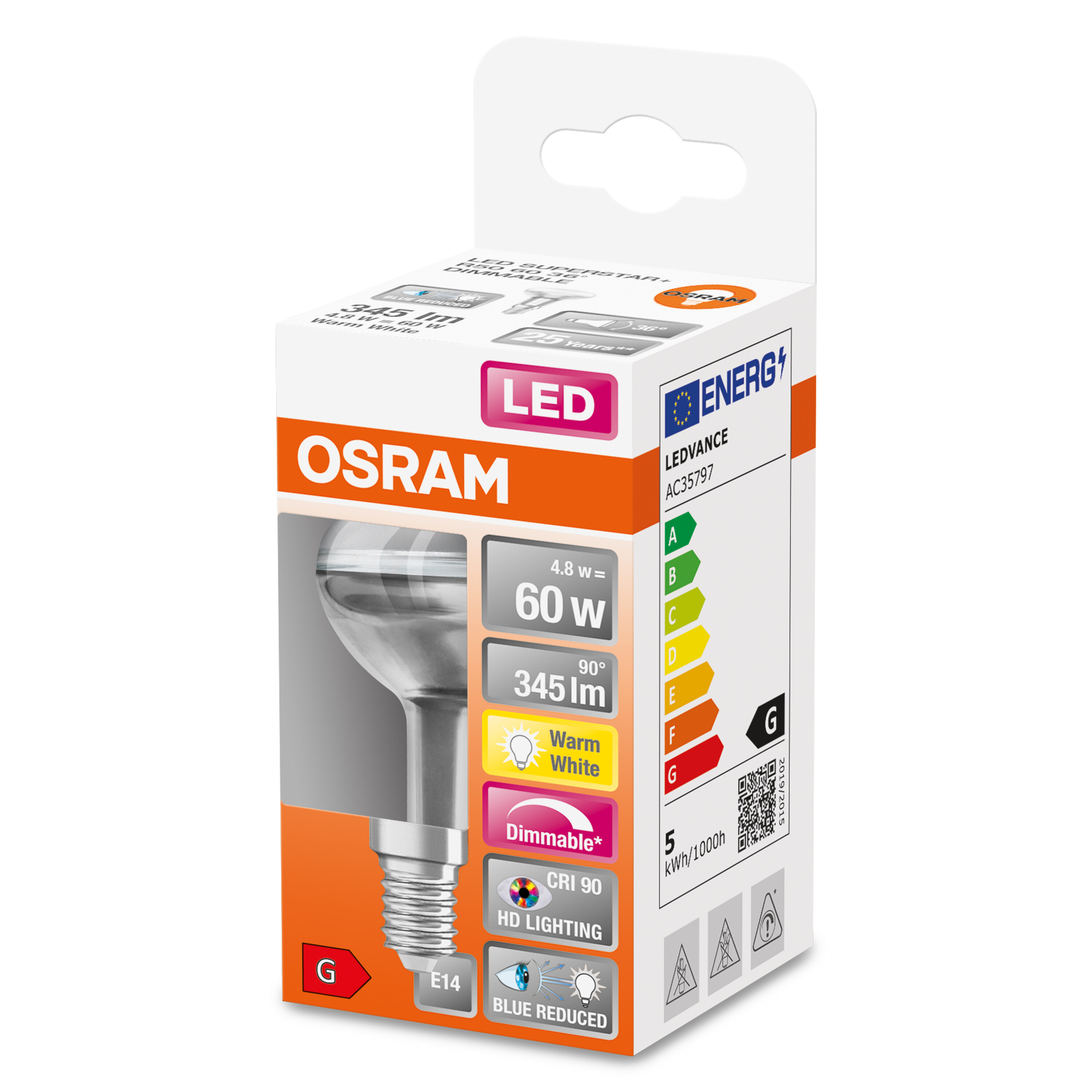 OSRAM  LED SUPERSTAR PLUS R50 Reflektor-Lampe Lumen Warmweiß LED 345