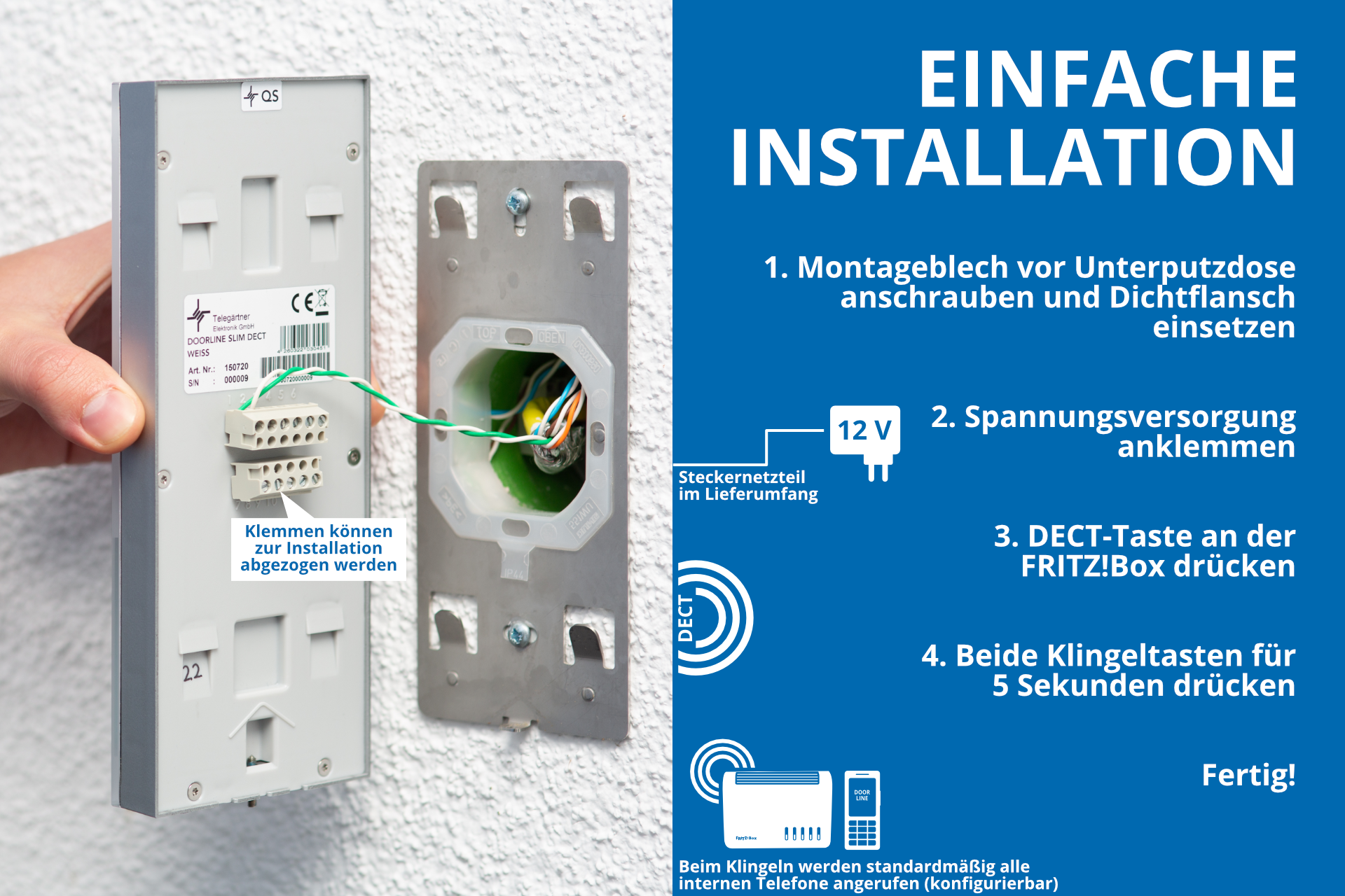 DOORLINE die Slim Türsprechanlage, FRITZ!Box - für DECT die Türsprechstelle Anthrazit