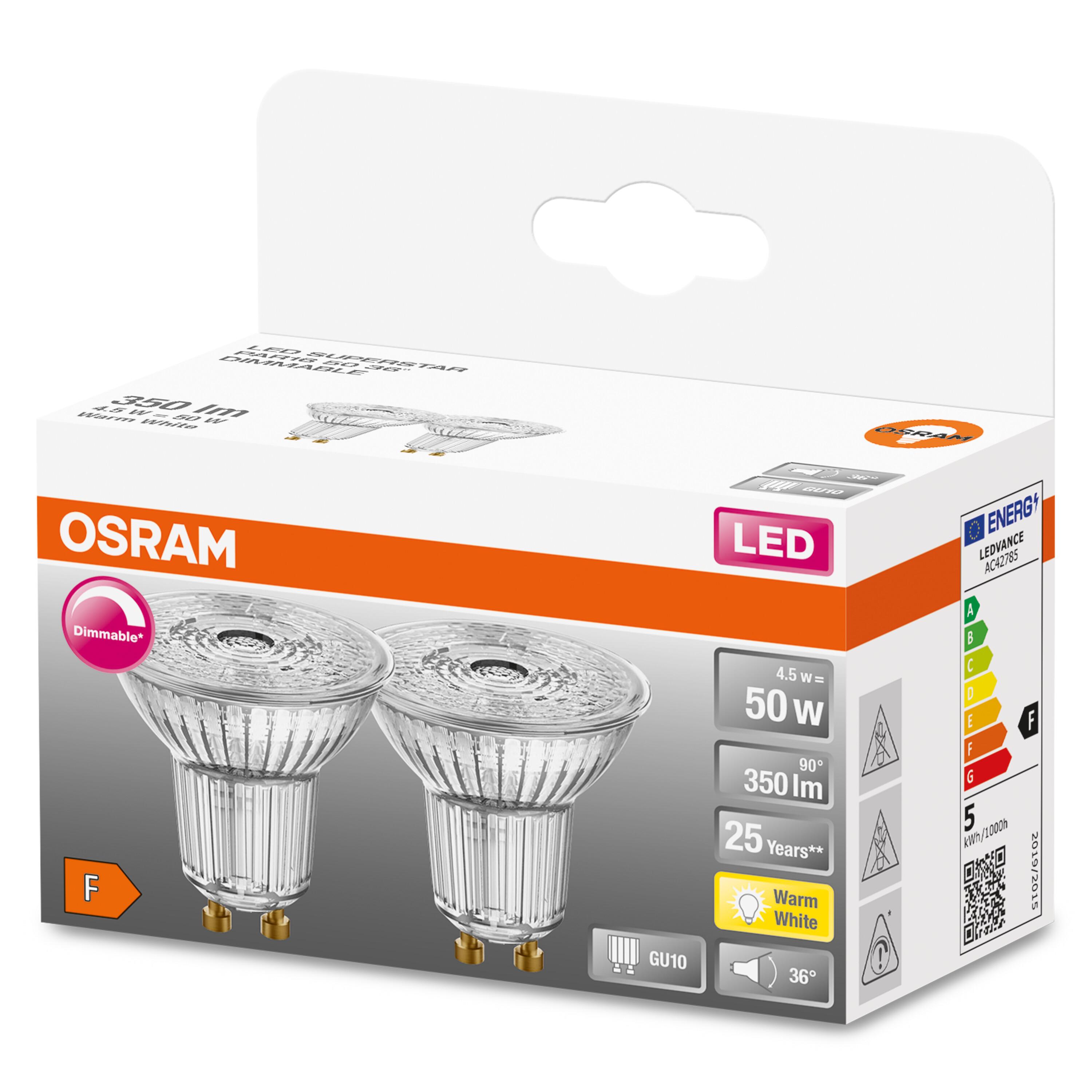 350 Lumen OSRAM  SUPERSTAR PAR16 LED Lampe LED Warmweiß