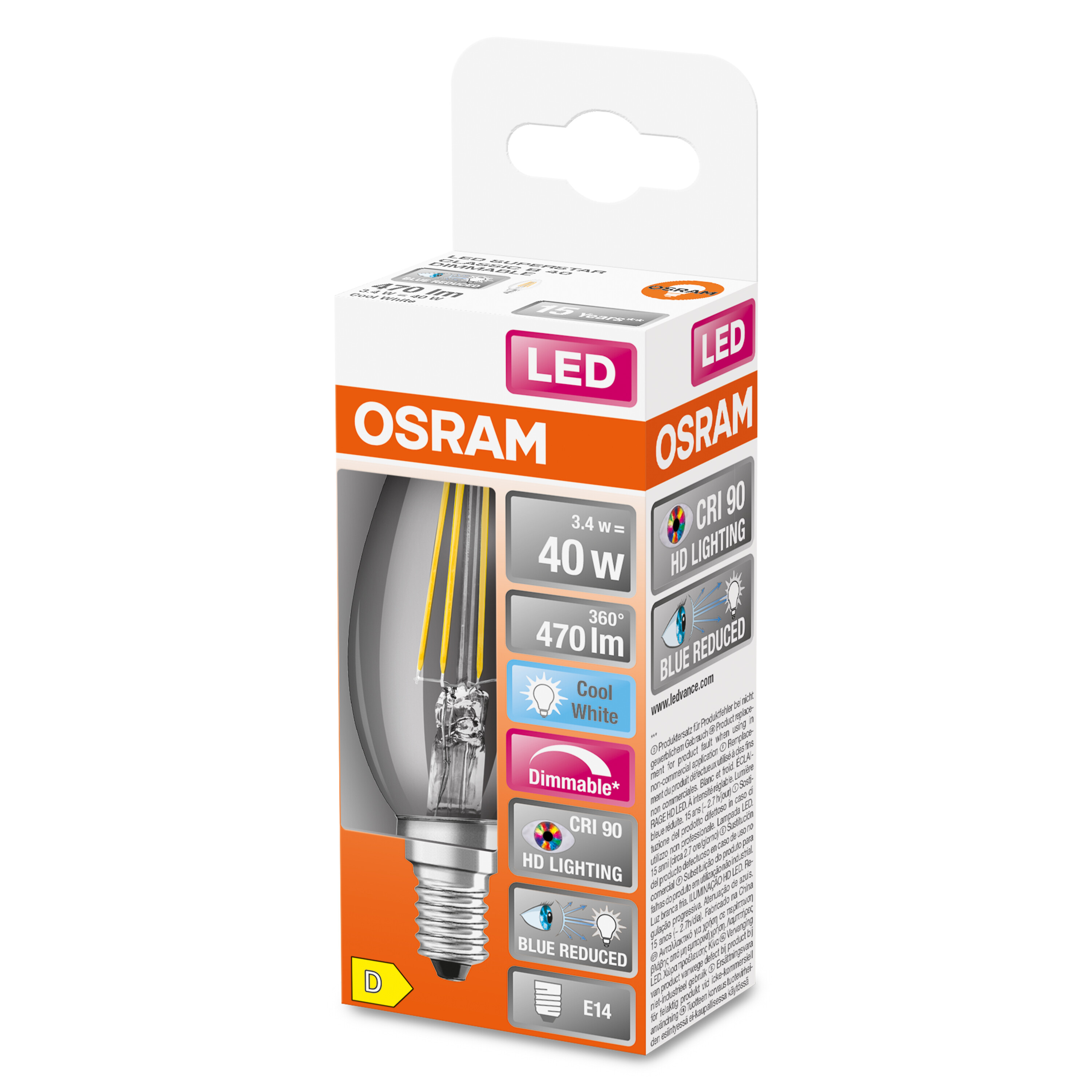 PLUS OSRAM  LED FILAMENT Kaltweiß CLASSIC B SUPERSTAR 470 LED Lumen Lampe