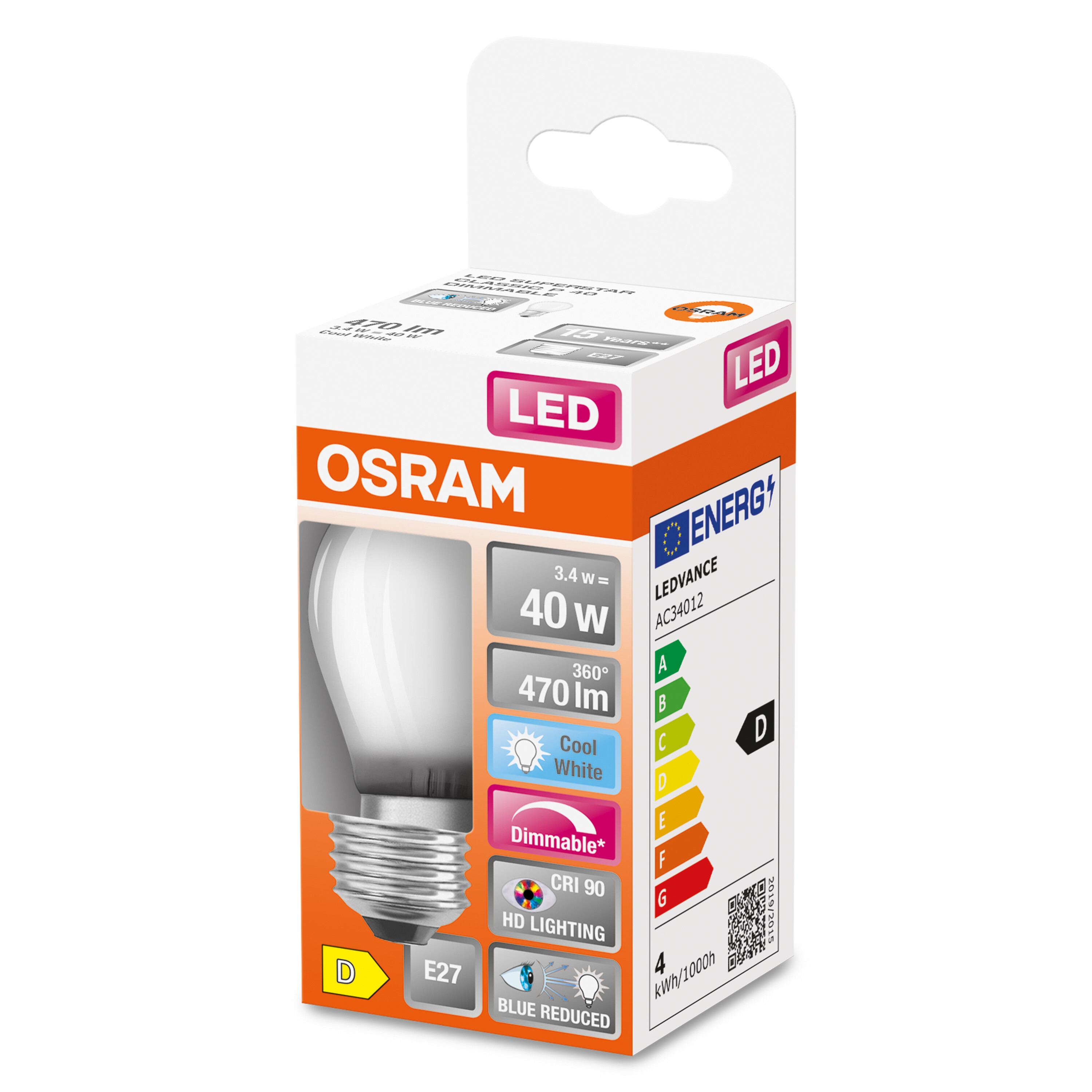 OSRAM  LED SUPERSTAR PLUS CLASSIC LED 470 P FILAMENT Lumen Kaltweiß Lampe