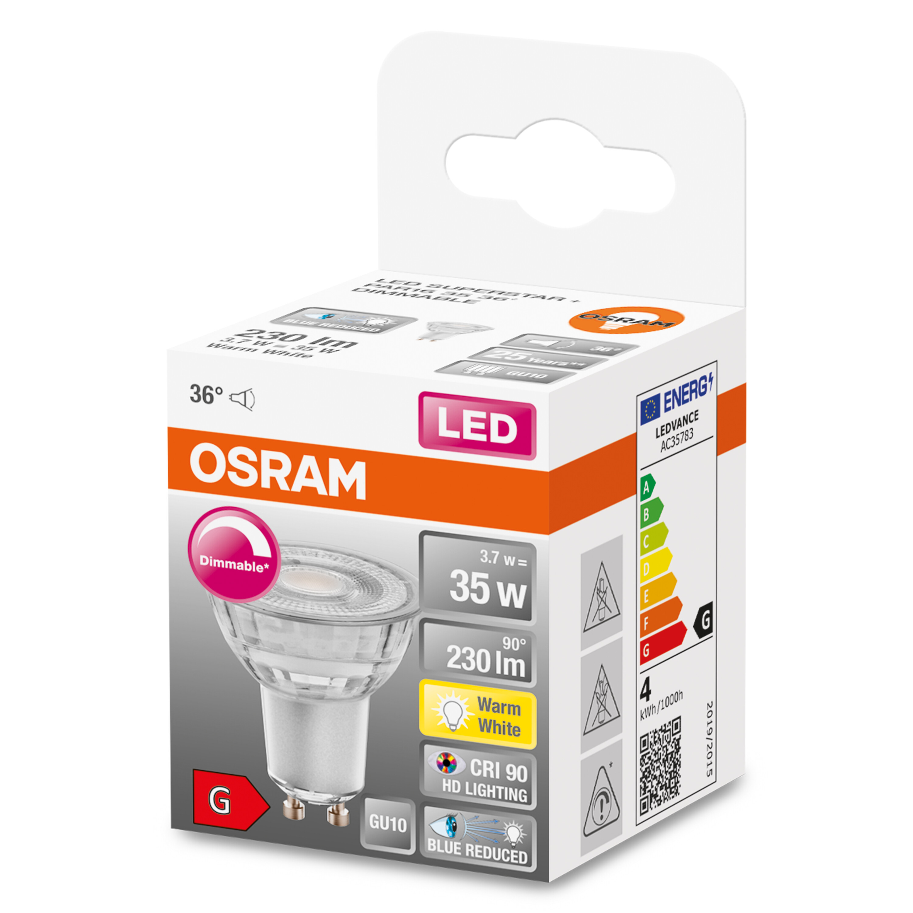OSRAM LED-Glühbirnenverpackung mit Angaben zur Energieeffizienz.