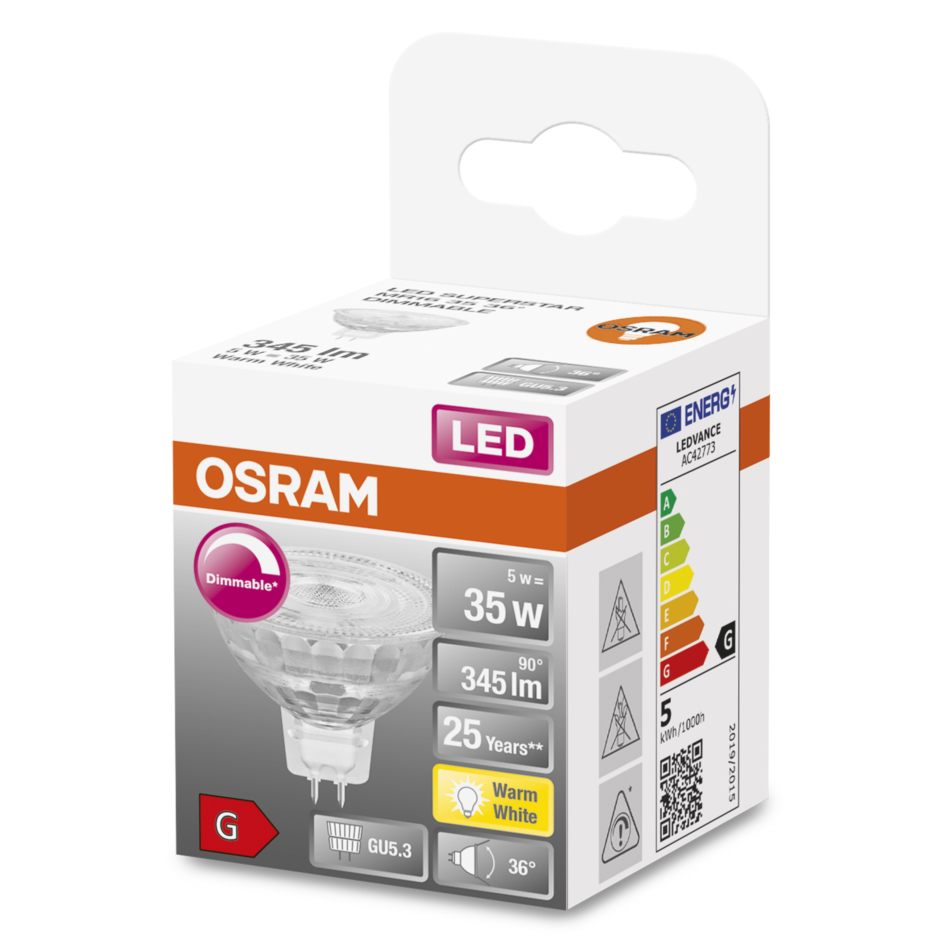OSRAM  LED SUPERSTAR LED Kaltweiß 12 345 MR16 V Lampe Lumen
