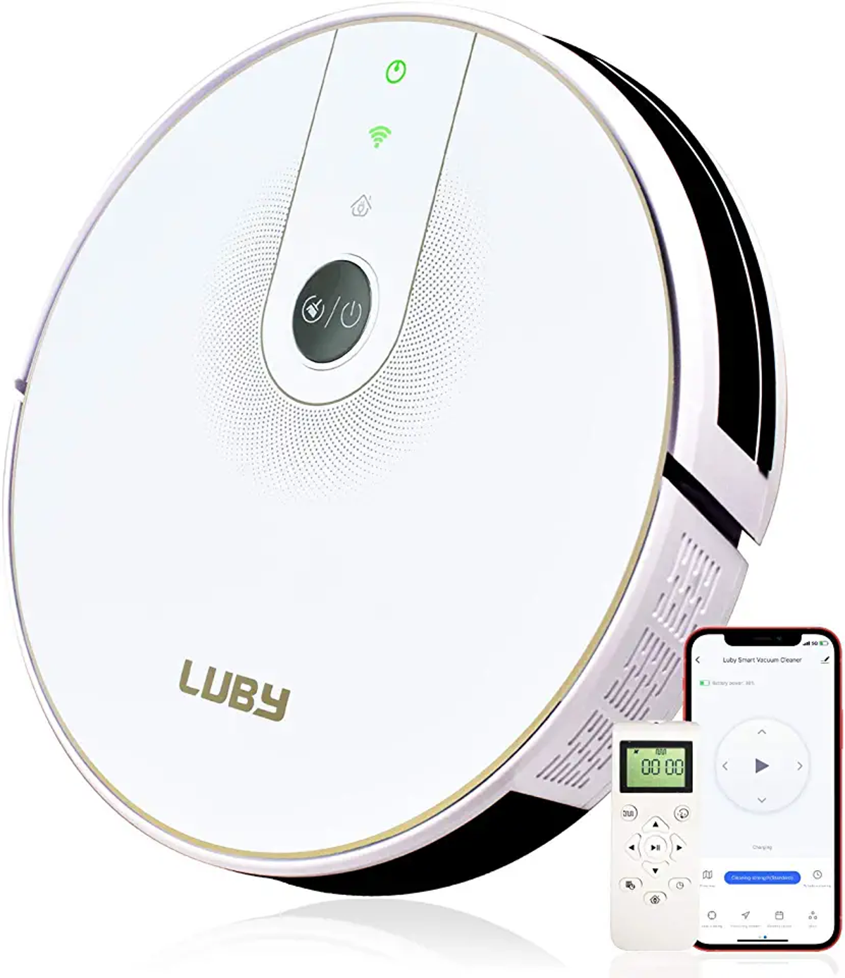 Luby Hi5 Vacuum robot aspirador fuerte control remoto por aplicación autocargable silencioso pelo de mascotas alfombra limpieza pisos blanco cleans for pet hair hard floors lowpi philips 033 100 60