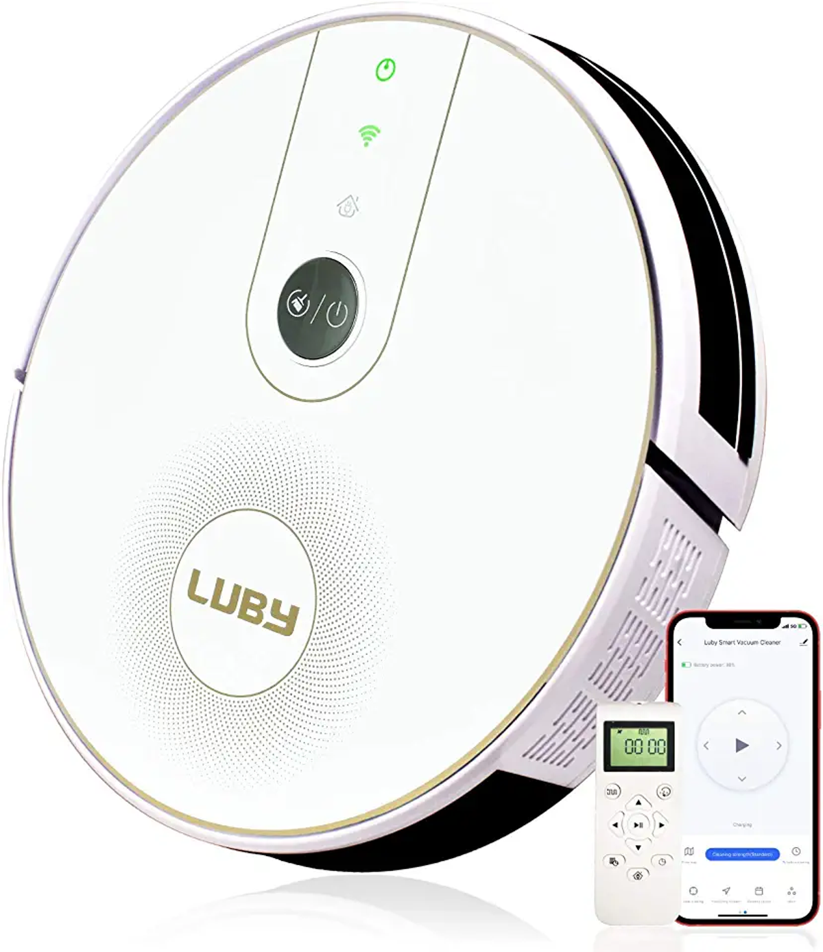 Luby Robot Aspirador vacuum cleaner fuerte control remoto por aplicación autocargable silencioso pelo de mascotas alfombra limpieza pisos blanco limpiacristales hi3 100