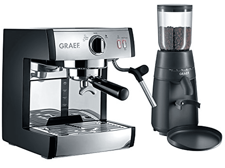 GRAEF ES 702 EUSET STANDARDSET+KAFFEEMÜHLE CM702 Schwarz Espressomaschine PIVALLA matt