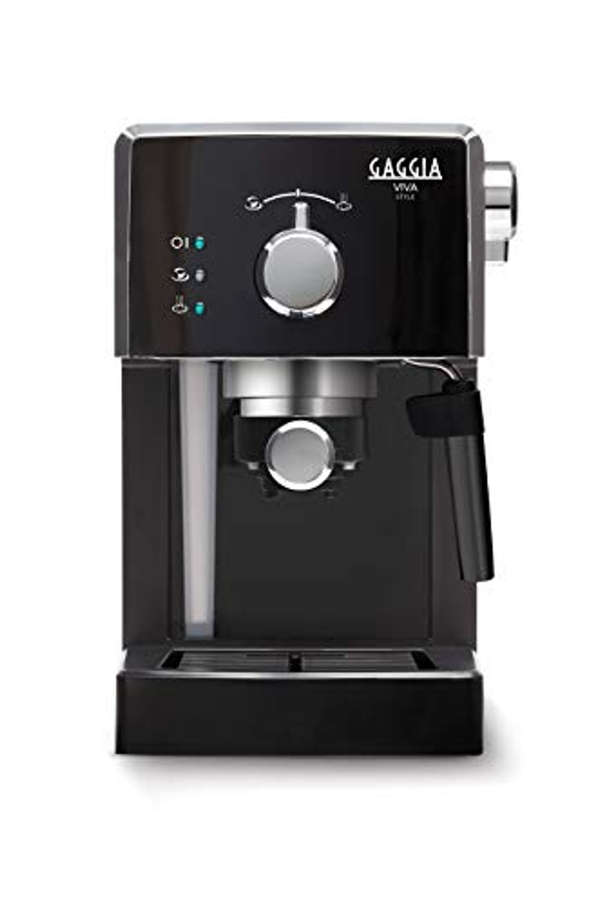 Máquina de espresso Gaggia Viva Style negra y plateada. Con varilla de vapor y depósito de agua.