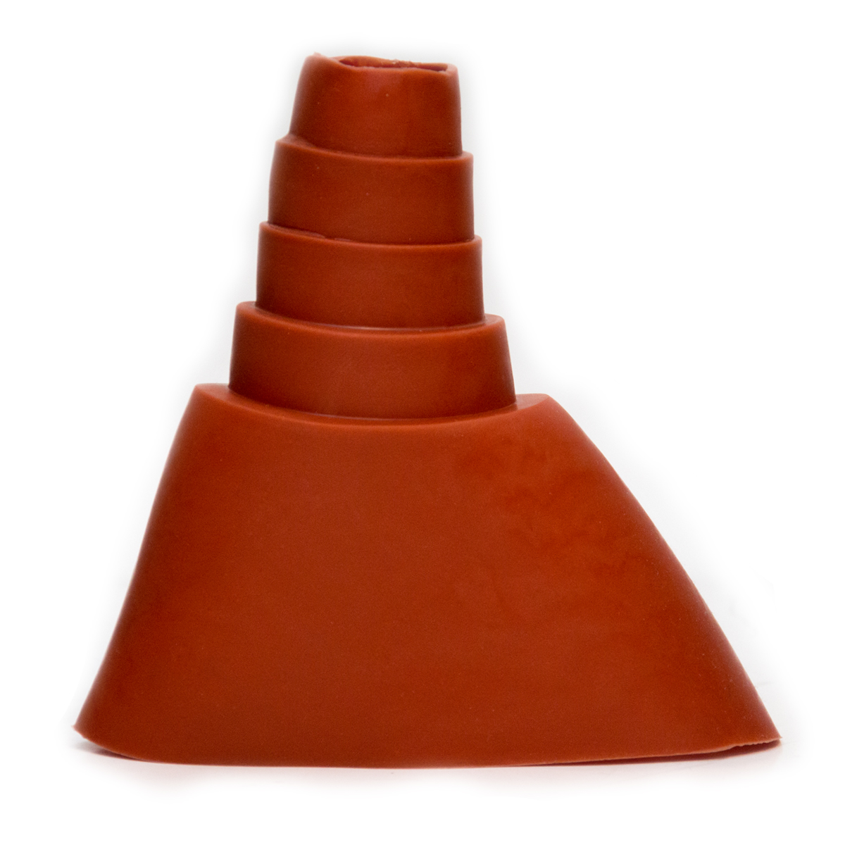 Orange-brauner, abgestufter Silikontrichter. Breitere Basis, nach oben verjüngend. Weißer Hintergrund.
