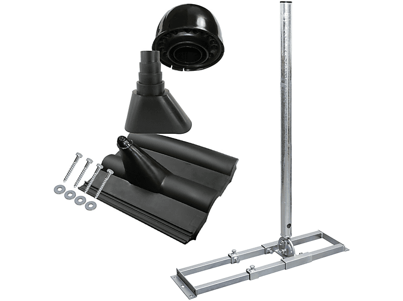 PREMIUMX PROFI X100-48K SAT Dachsparrenhalter Dachsparrenhalterung, Silber Mastkappe Frankfurter Schrauben Pfanne schwarz