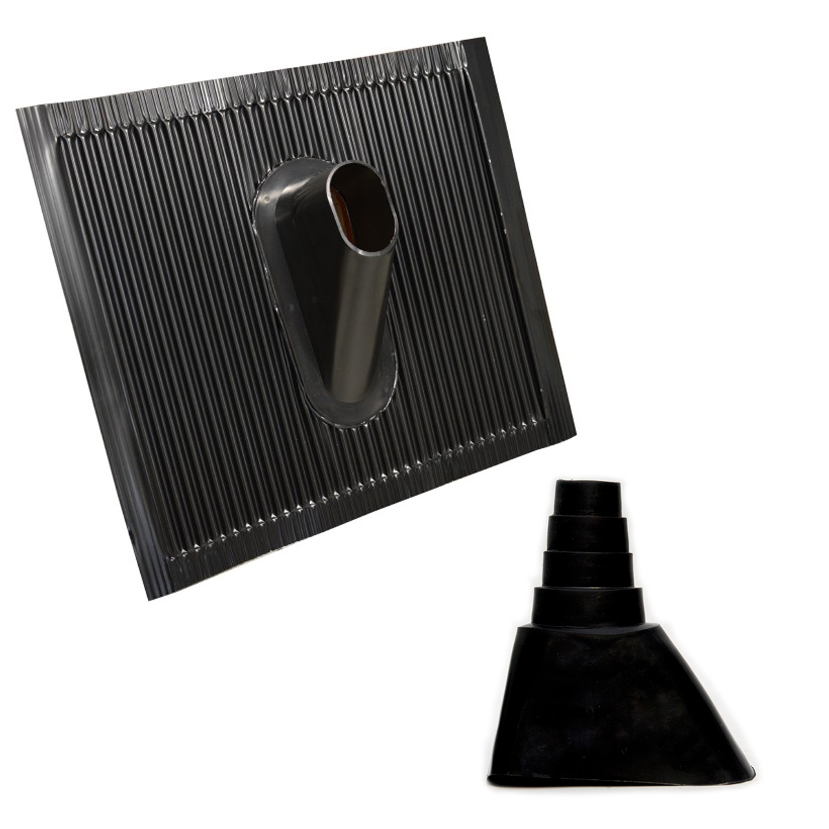 PREMIUMX Dachabdeckung Aluminium Ziegel Schwarz Pfanne Mast Manschette für Sat Dachabdeckung, Schwarz