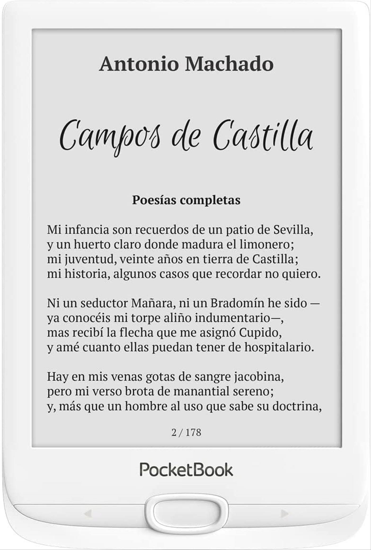 E-book - PB617-D-WW POCKETBOOK, 6 ", 8 GB, 212 ppp, E Ink Carta', Blanco