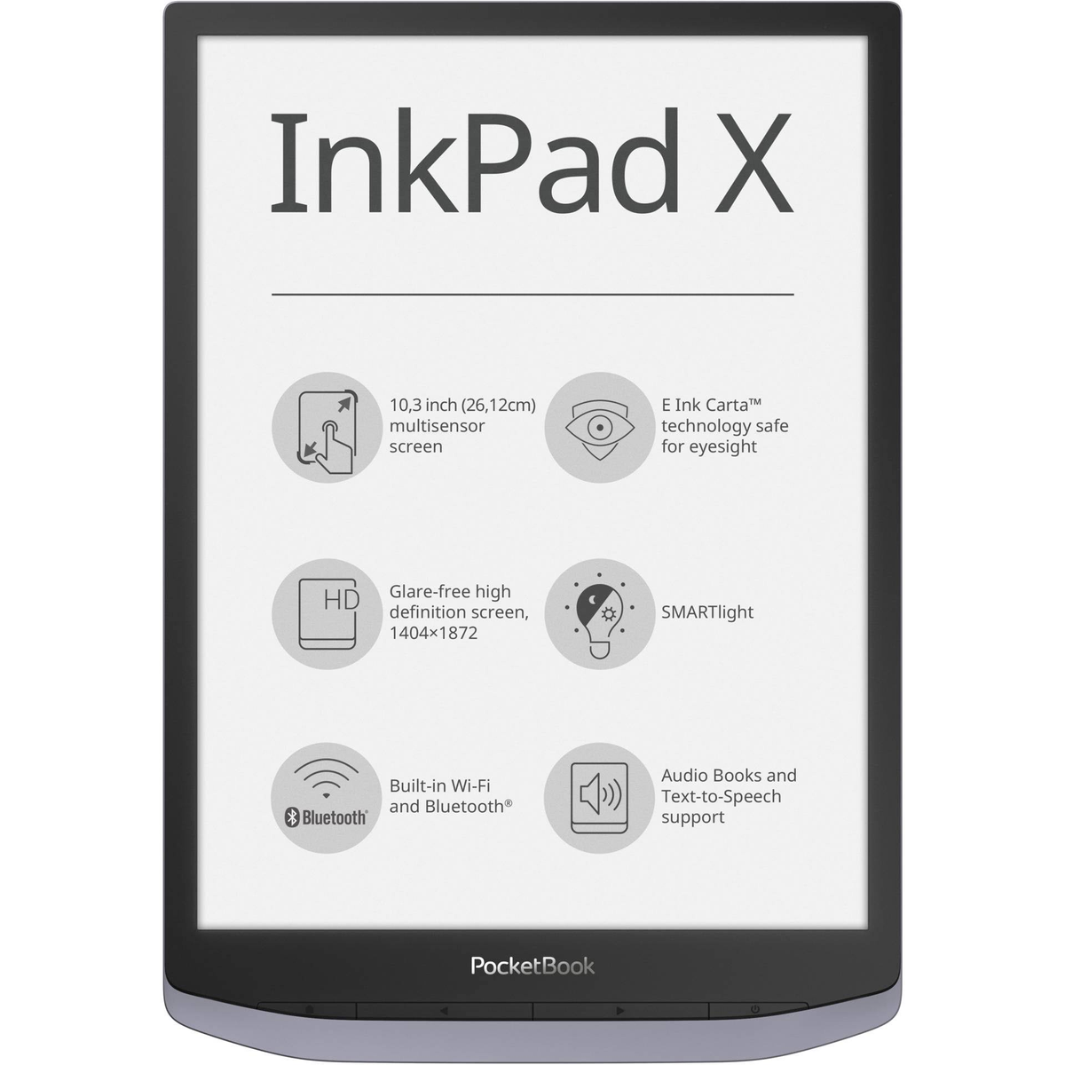 Grau eBook-Reader X POCKETBOOK GREY GB METALLIC 32 INKPAD