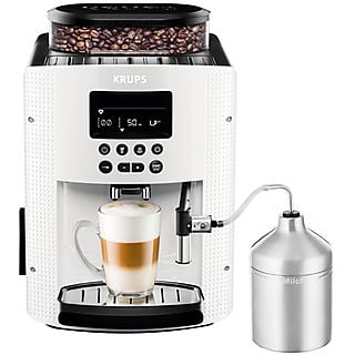 Cafetera express - KRUPS EA8161, 15 bar, 1450 W, 2 tazas, Blanco