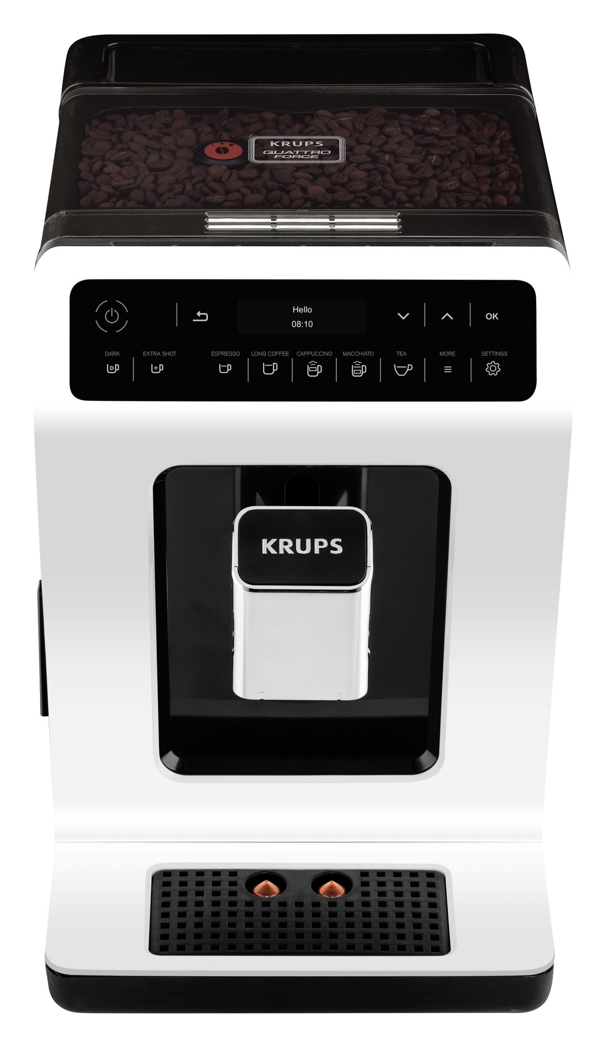 Cafetera express - EA8911 KRUPS, 1450 W, 2 tazas, Blanco