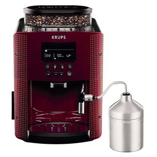 Cafetera express - KRUPS EA816570, 15,0 bar, 1450 W, 2 tazas, Rojo