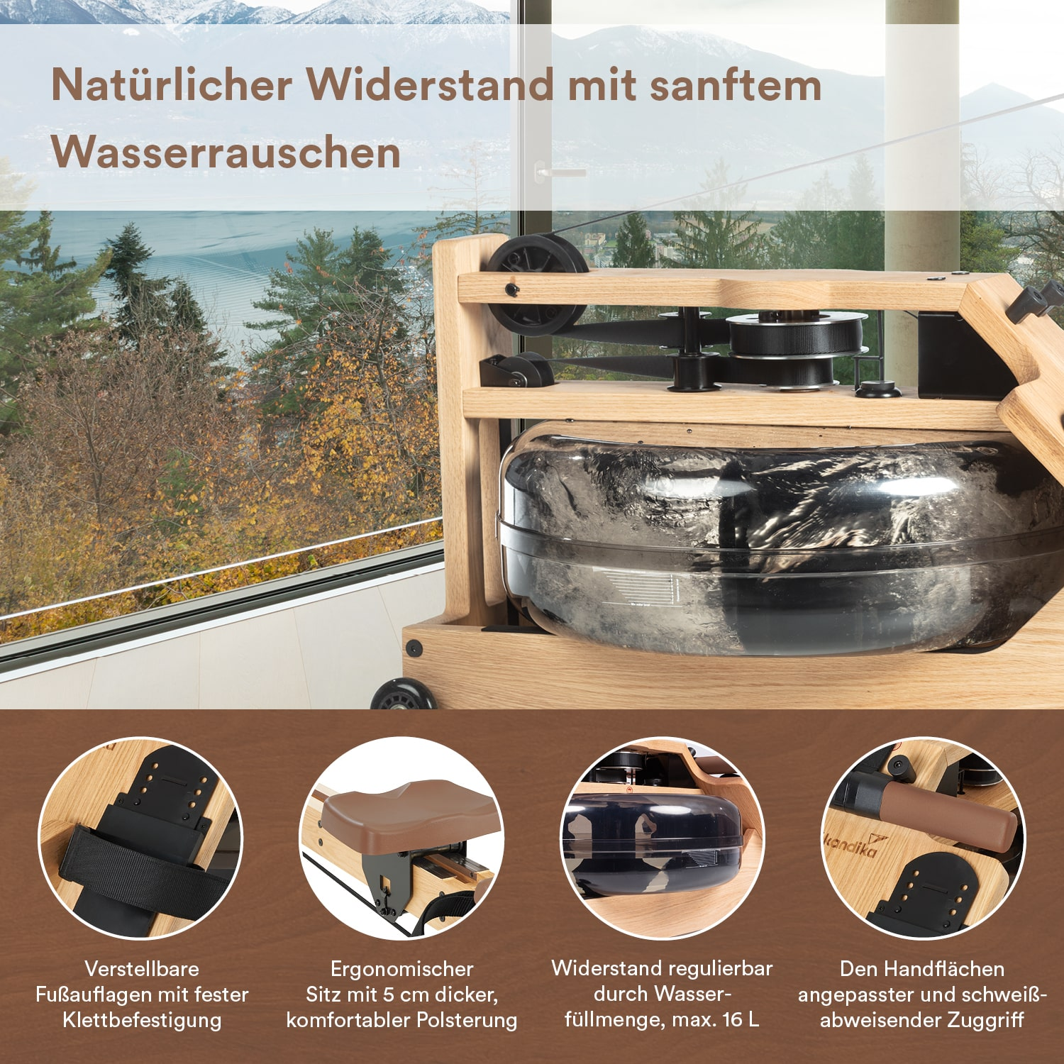 Braun Wasserrudergerät Rudergerät, in aus - II Made Germany SKANDIKA Styrke Esche