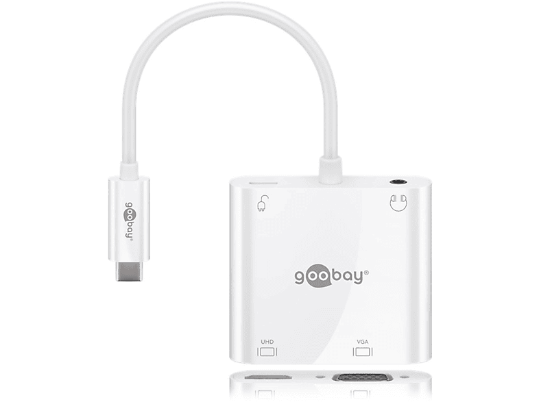 GOOBAY 52418 Multiport-Adapter, USB-C Hub, Weiß