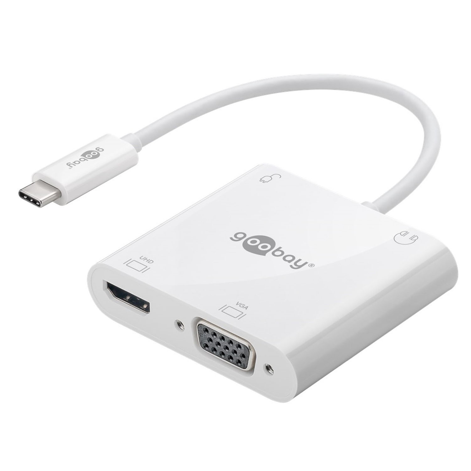 GOOBAY 52418 Multiport-Adapter, USB-C Hub, Weiß