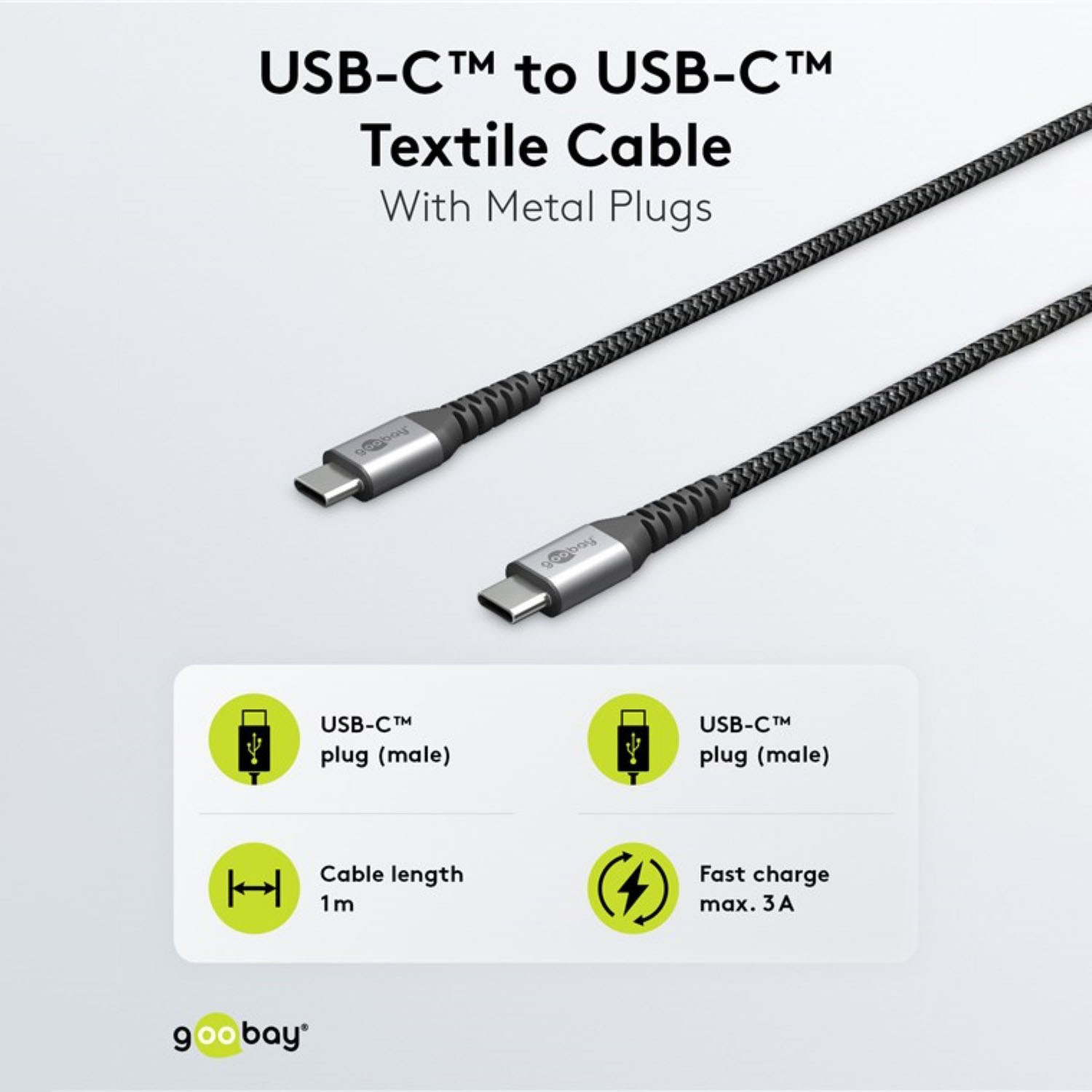 Cavo USB-C Intrecciato 2m – Ricarica Veloce 60W E Trasferimento Dati – Grigio