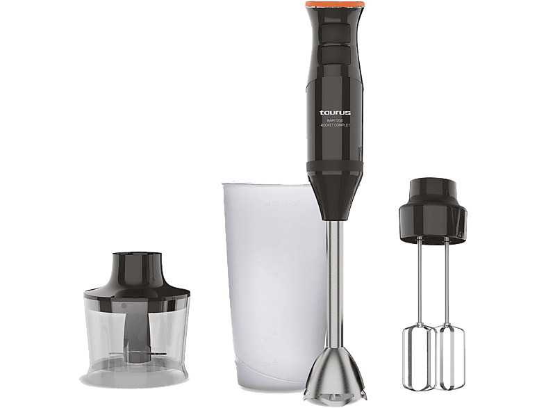 Batidora de mano - CECOTEC Power TitanBlack 1200 XL PerfectCream&Crush,  1200 W, Totalmente variable velocidades, Silver