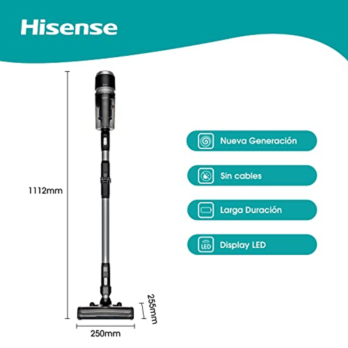 HVC6264BK Watt 150 Batteriebetrieb, HISENSE Stielsauger,