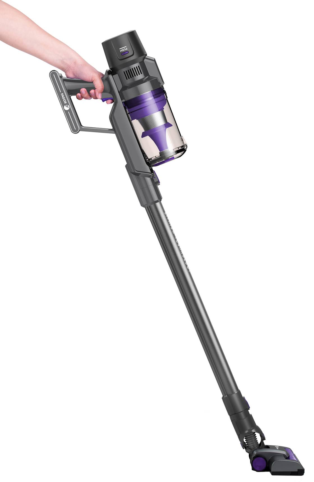 Fagor Fg2721 Aspirador escoba sin cable 220w bolsa 25.9v bateria litio 2200mah 259v autonomía 40 vertical ares gris y morado 259 negro potencia 23x25x115cm fg2 721