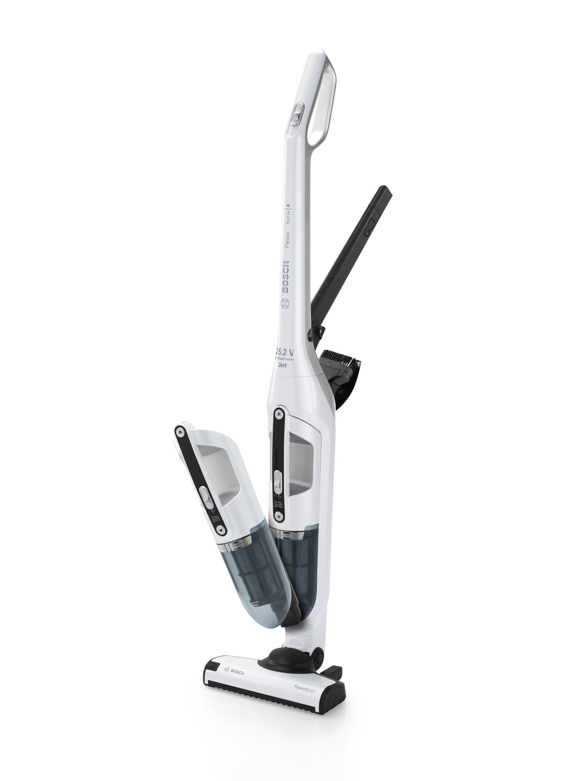 Aspirador escoba - BBH32551 BOSCH HOGAR, Bolsa para el polvo, 55 min, Blanco