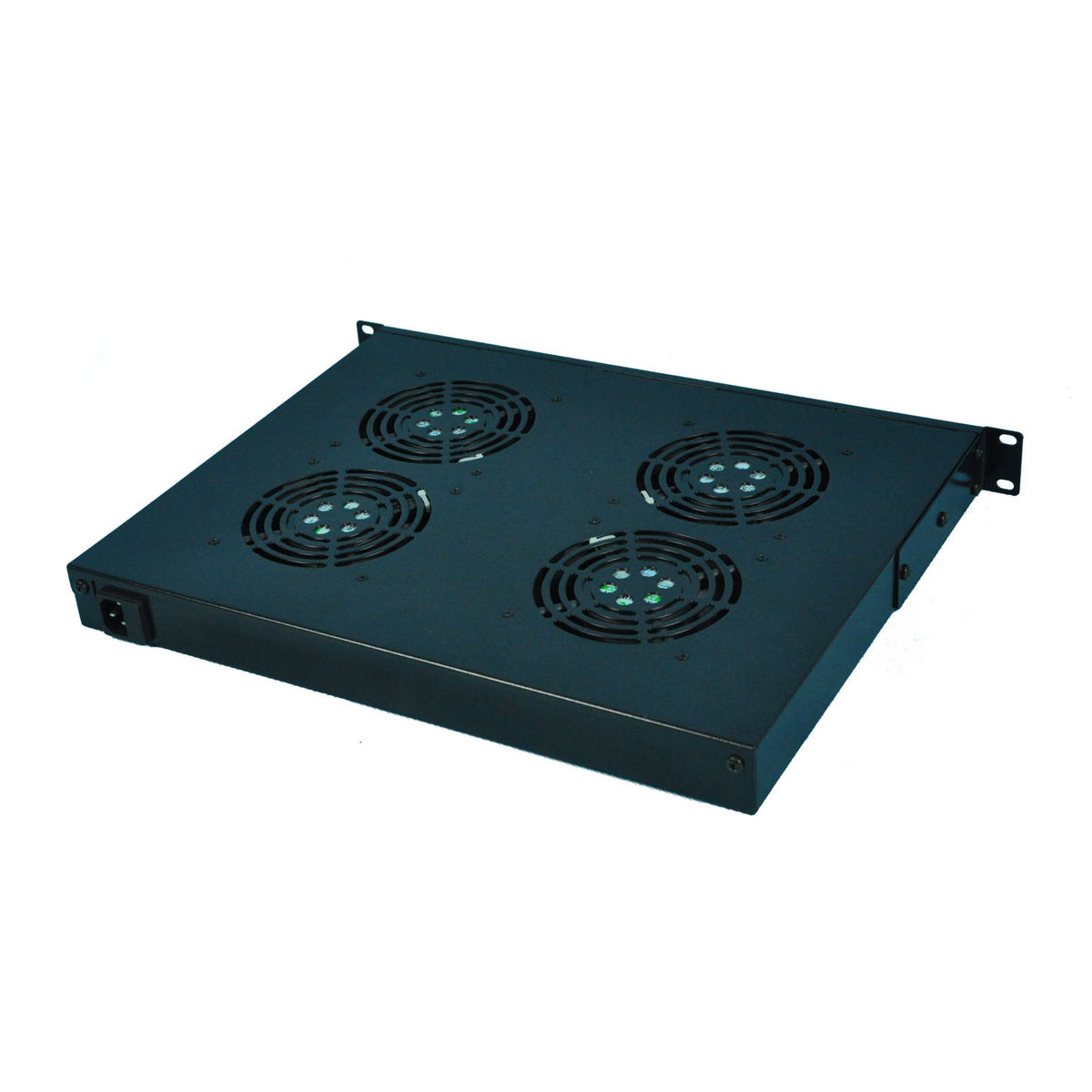 Unità ventole per rack server nera. Ha una forma quadrata con quattro ventole.
