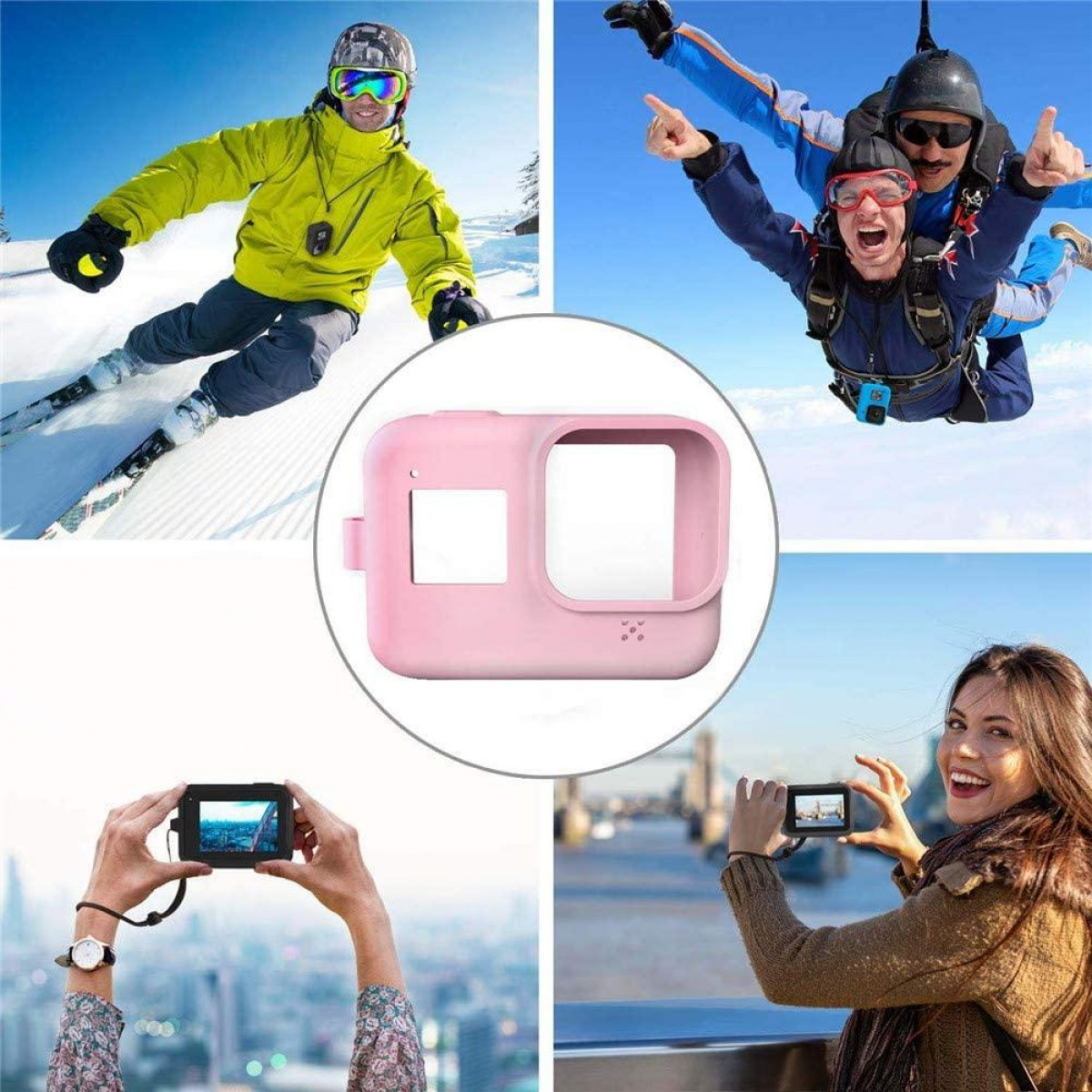 8 für und Zubehör Hero rosa - INF GoPro Silikonhülle Tasche, Kamera Black rosa