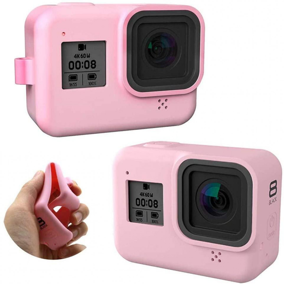 INF Silikonhülle und Zubehör für Kamera rosa Tasche, rosa Black - 8 GoPro Hero