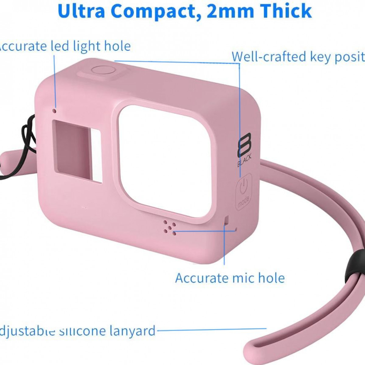 INF Silikonhülle und - Black Hero Zubehör GoPro Kamera für Tasche, 8 rosa rosa