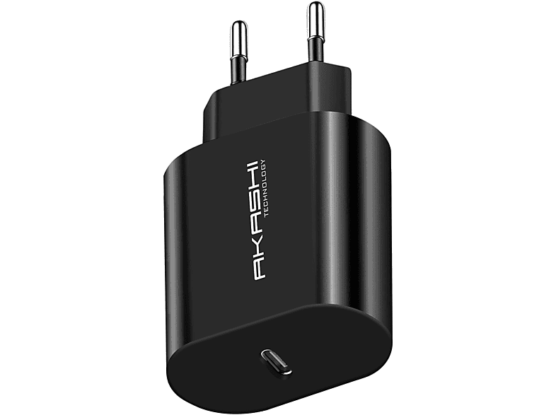 AKASHI USB-C Power Delivery 20W Netzteile Universal, Schwarz