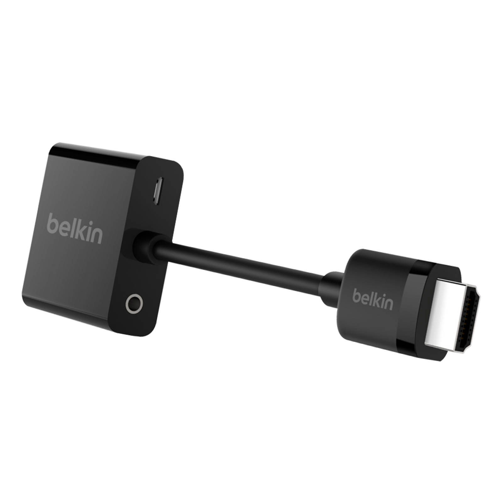 Un adattatore HDMI Belkin. Nero e compatto con una porta HDMI e una porta USB-C.