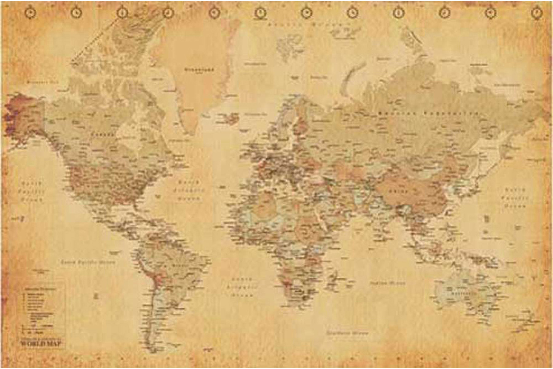 Vintage Style Landkarten - Weltkarte