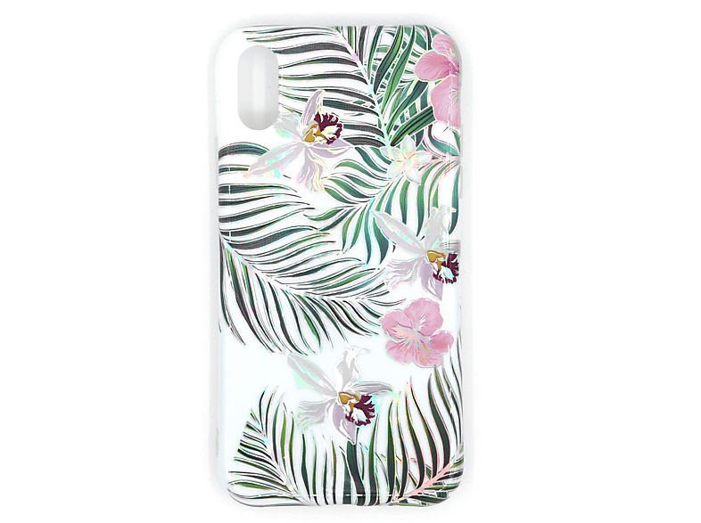 Weiß Pflanzen Backcover, iPhone X Apple, mit XS X/iPhone Halter Pflanzen Handyhülle mit Weiß/Rosa/Grün, iPhone INF XS, /