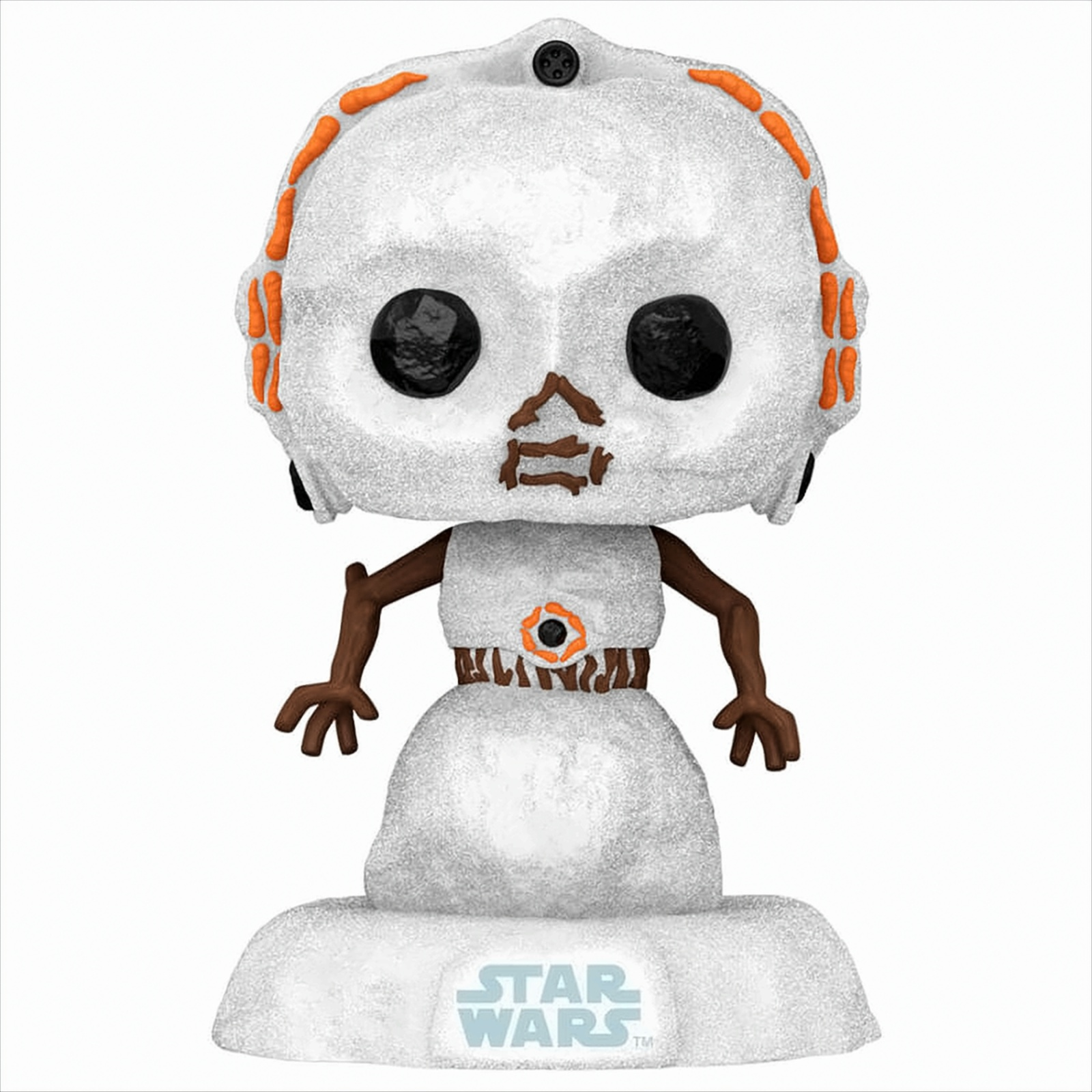 Statuetta di Star Wars di una figura bianca con un design unico e un supporto.