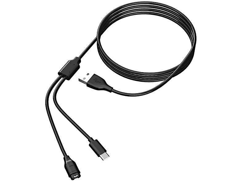 INF 2-in-1-Ladegerät für USB-C-Handy und Sportuhr Ladekabel Garmin, schwarz | Akku-Ladegeräte