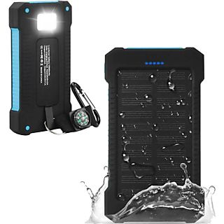 Batería de Emergencia Solar a Prueba de Agua 10000mAh con 2 Puertos USB Brújula y Linterna LED - SMARTEK MP058, 10000 mAh, 2 Puertos USB, Multicolor