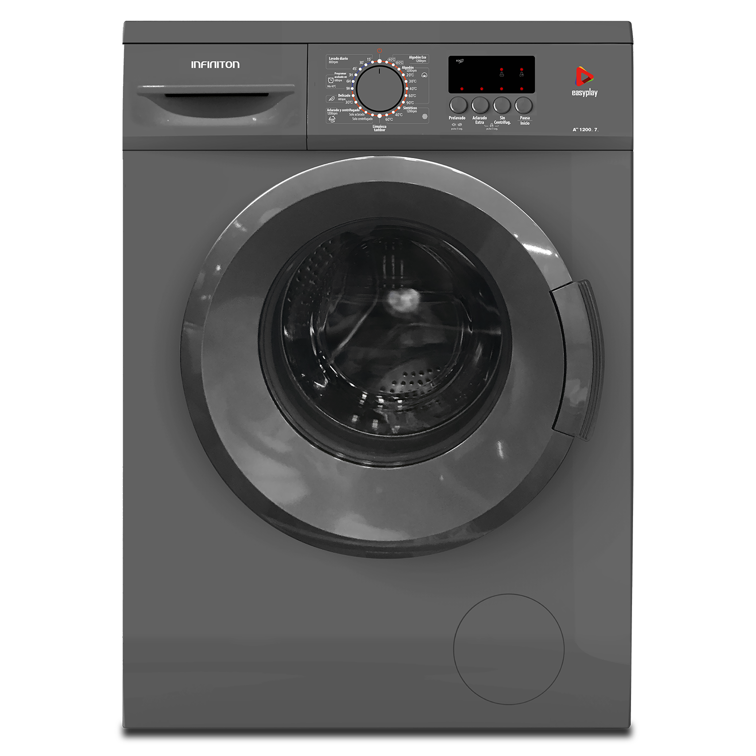 Lavadora carga frontal - WM-NC76 INFINITON, 7 kg, 23 programas, Dark Inox