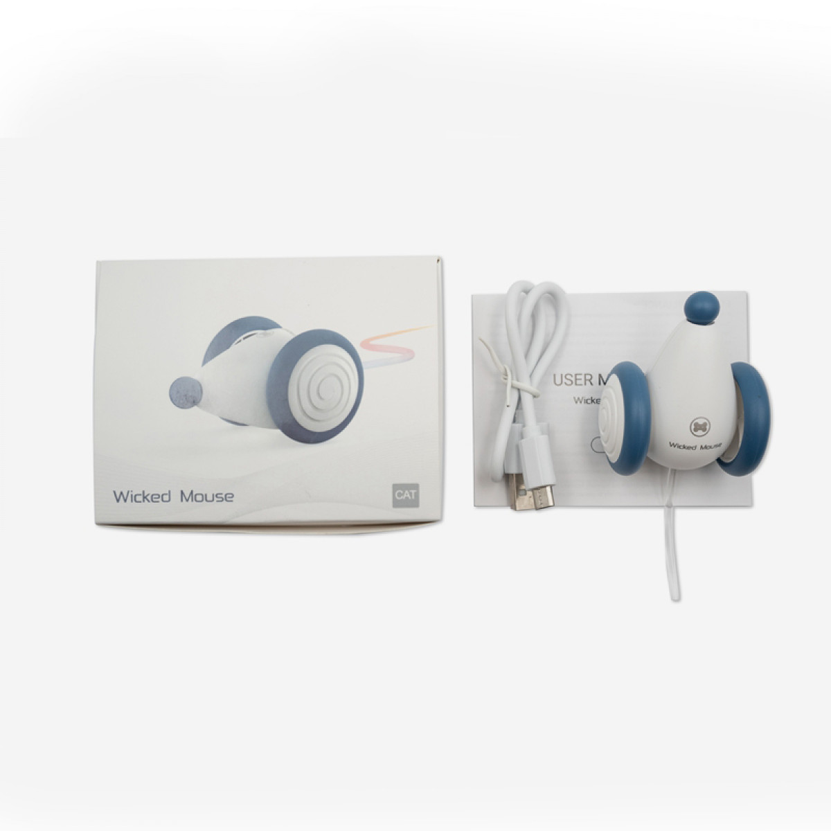 USB-Aufladung Interaktives Haustier-Spielzeug für Blau/Weiß INF Maus Spielzeug Katze