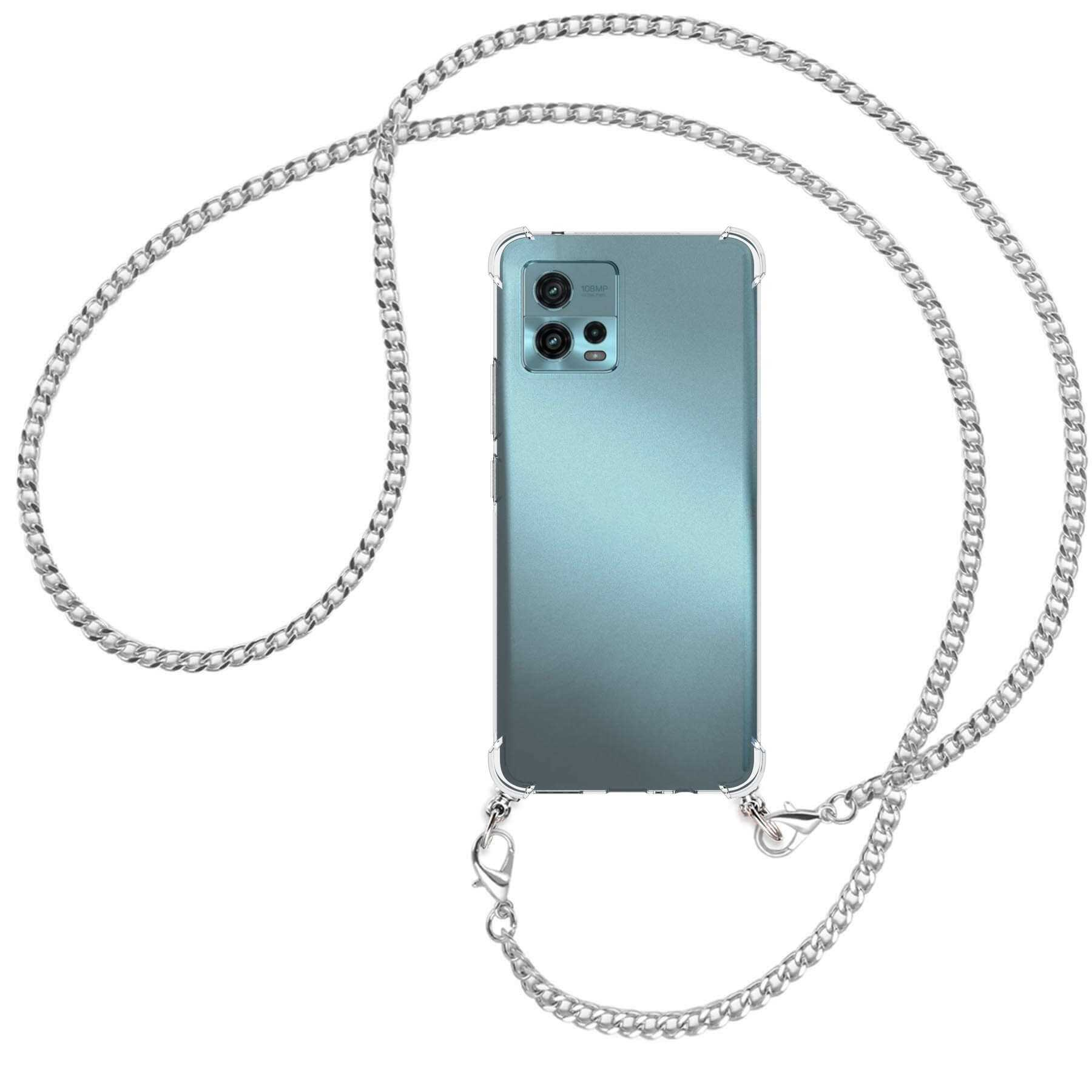 ENERGY Motorola, G72, mit Umhänge-Hülle (silber) Kette Moto Metallkette, MTB Backcover, MORE