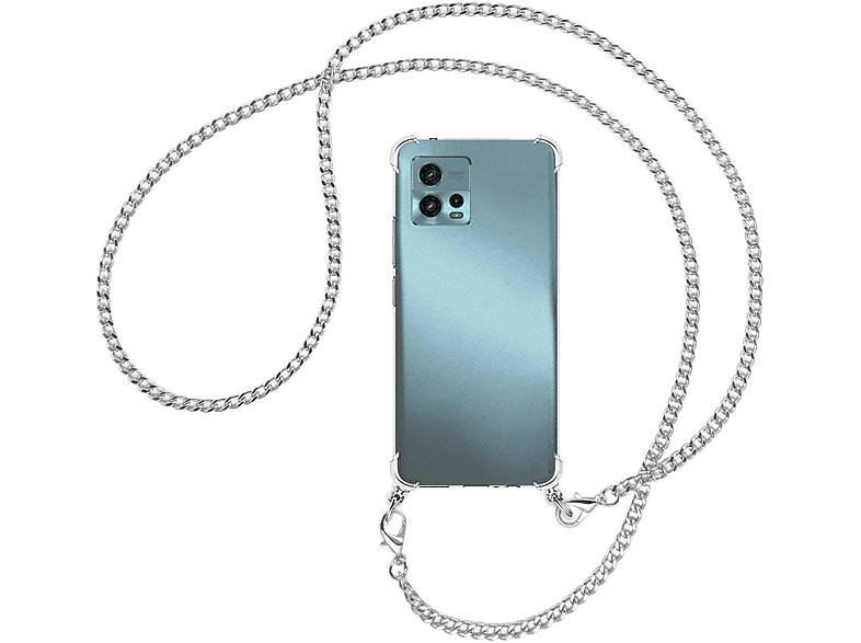 Kette MTB G72, ENERGY Metallkette, (silber) mit Motorola, Backcover, Moto MORE Umhänge-Hülle
