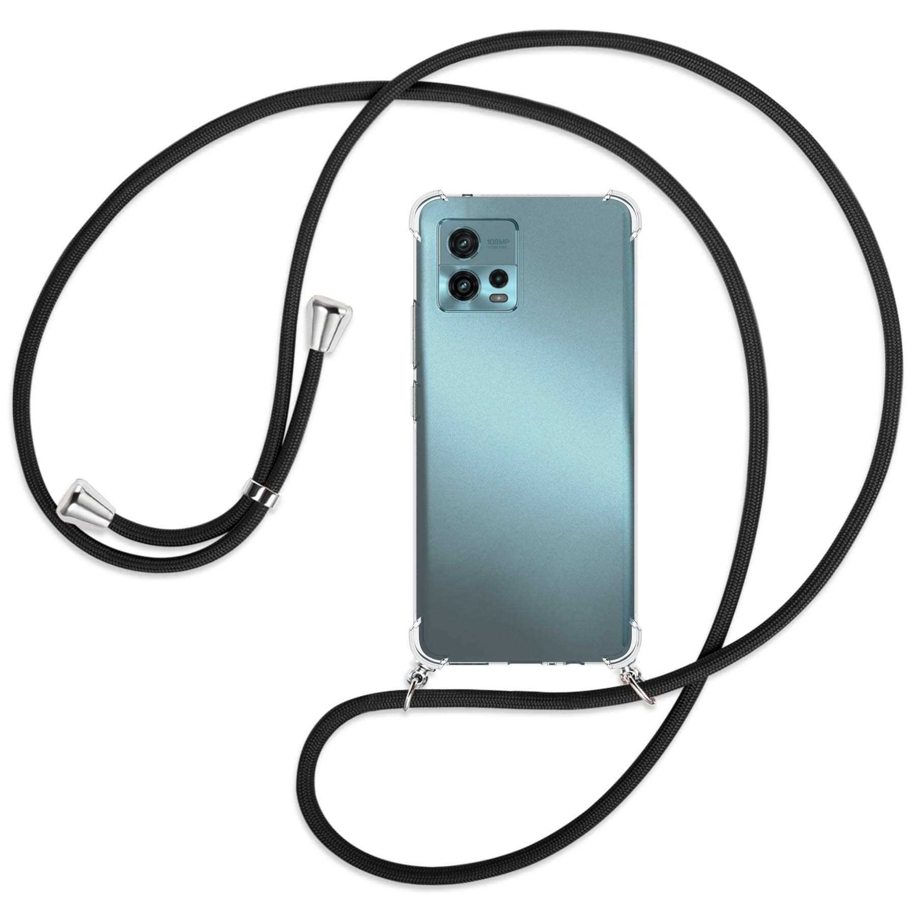 MTB MORE ENERGY Umhänge-Hülle mit Motorola, Moto / Backcover, G72, silber Schwarz Kordel