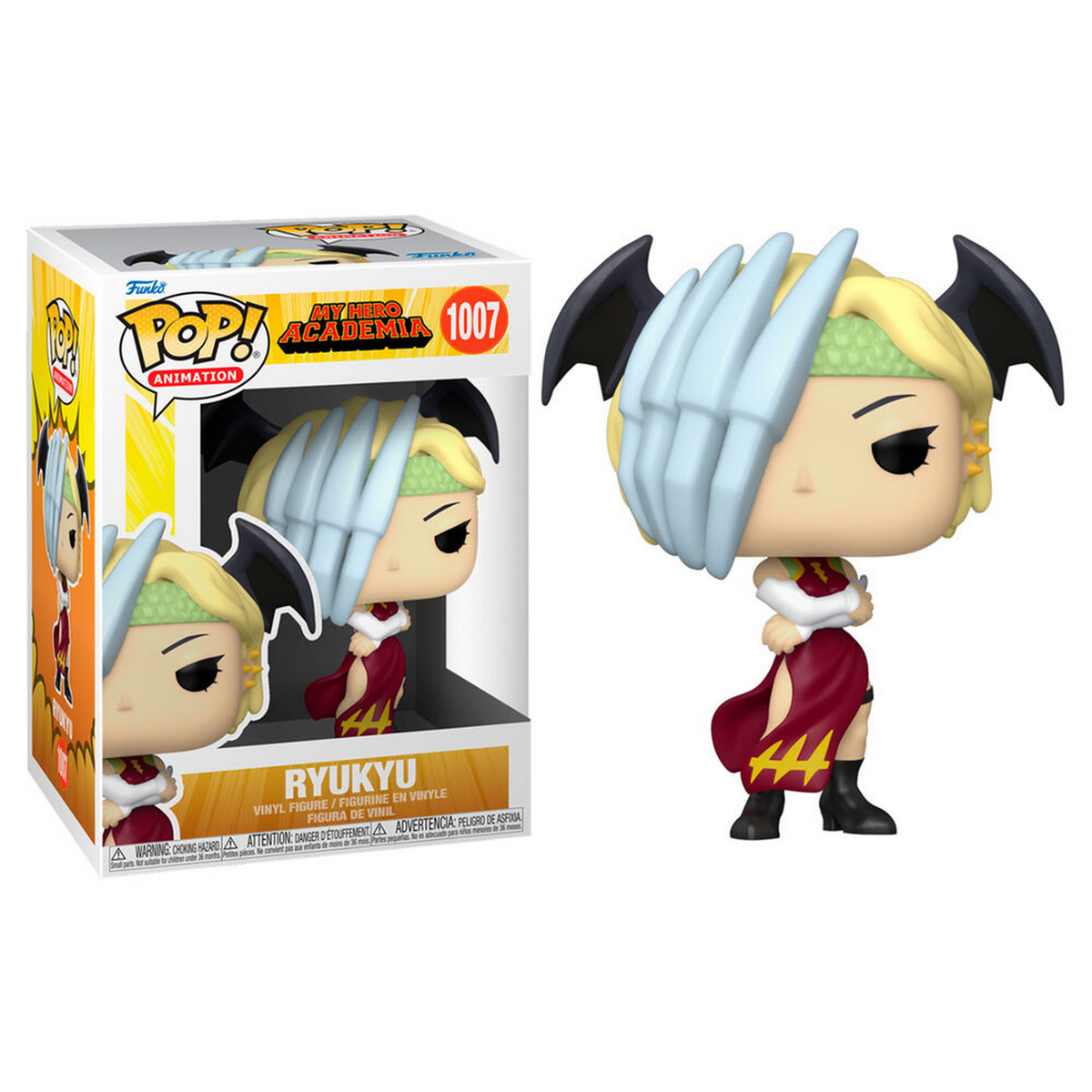 Funko Pop von Ryukyu. Figur in Box, Ryukyu-Spielzeug im Anime-Stil mit schwarzen Flügeln.