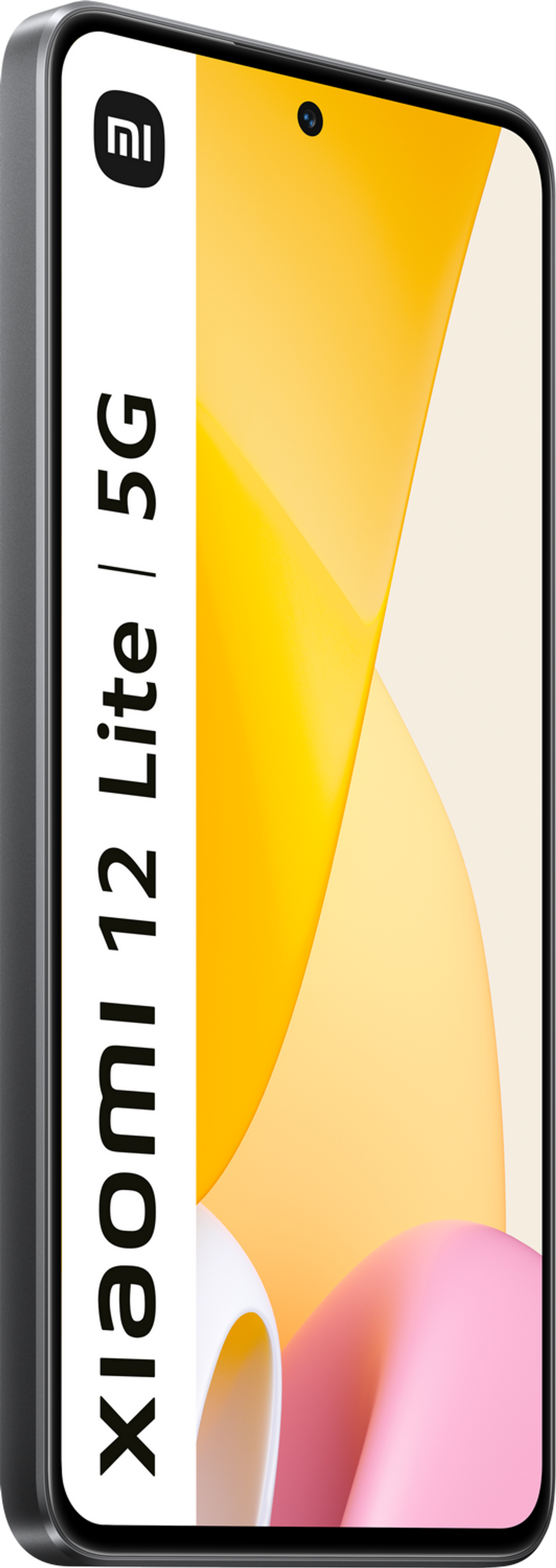 Biały i żółty telefon Xiaomi z etykietą 5G na jasnym tle.