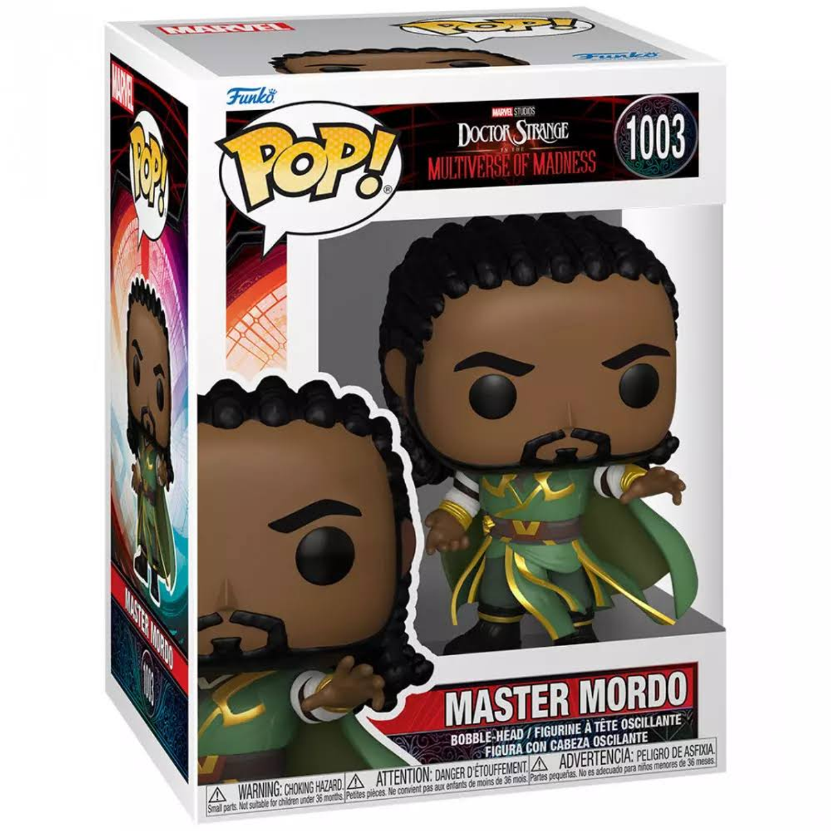A Doctor Strange Funko Pop figure with a box.