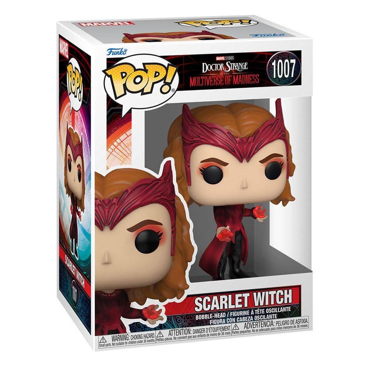 Funko Pop box with Scarlet Witch figure. The box shows the figure and text.