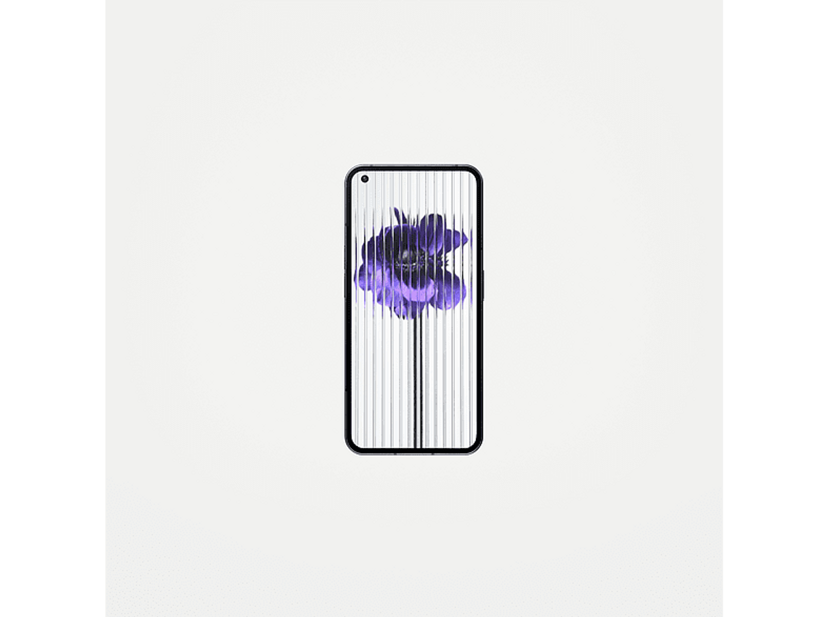 Smartfon z kwiatowym wzorem na ekranie. Telefon jest czarny.