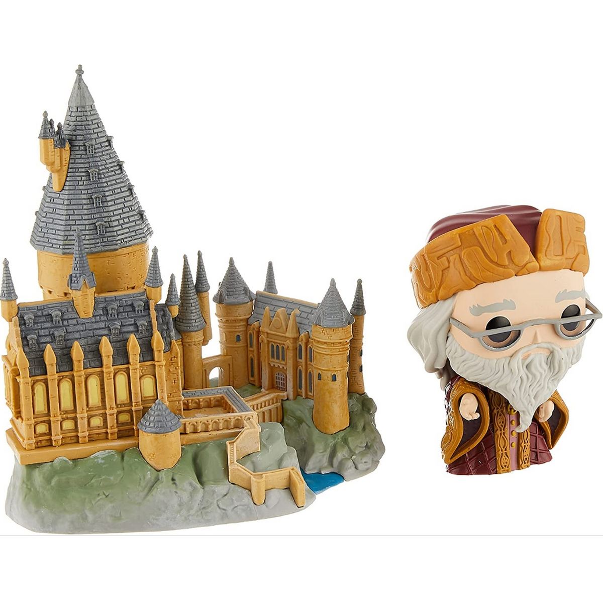 Castello di Hogwarts e statuetta di Silente.