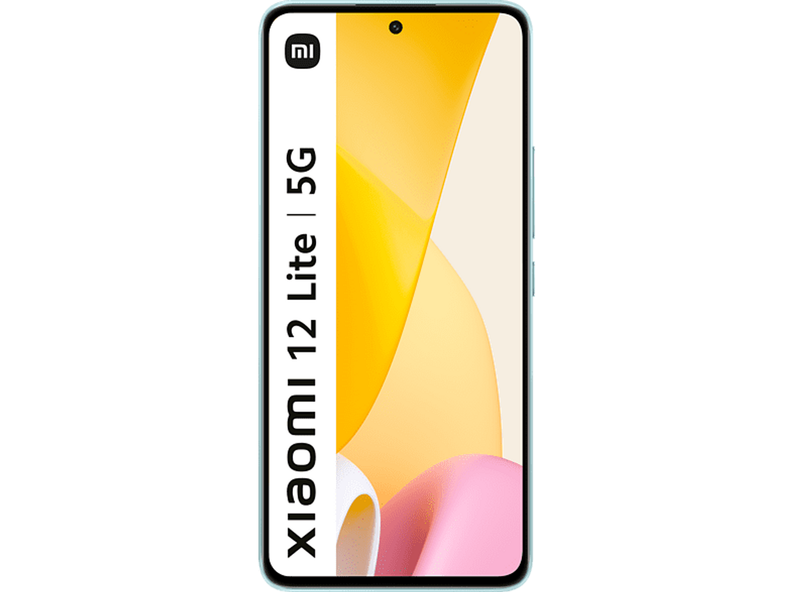Smartfon z białym banerem i napisami Xiaomi 12 Lite 5G.